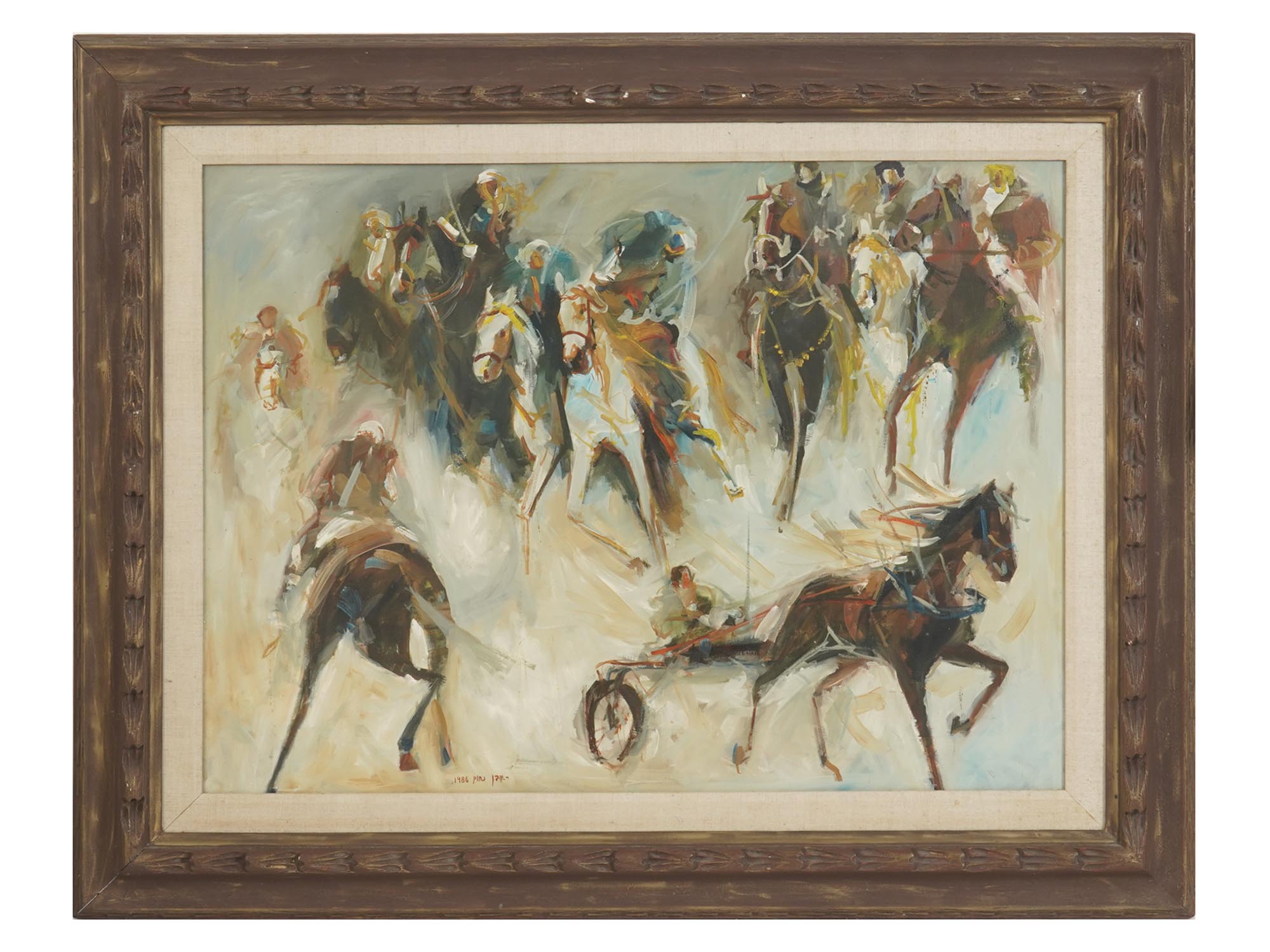 CONTEMPORARY OIL PAINTING HORSES BY REUVEN NACHUM PIC-0